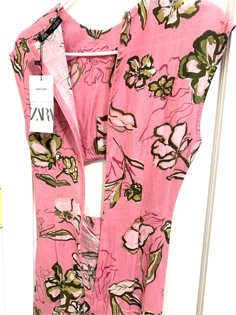 ZARA Pink Floral Cutout Midi Dress - NWT - Picture 10 of 11